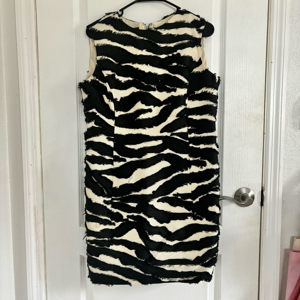 Oscar De La Renta Zebra Print Midi Dress